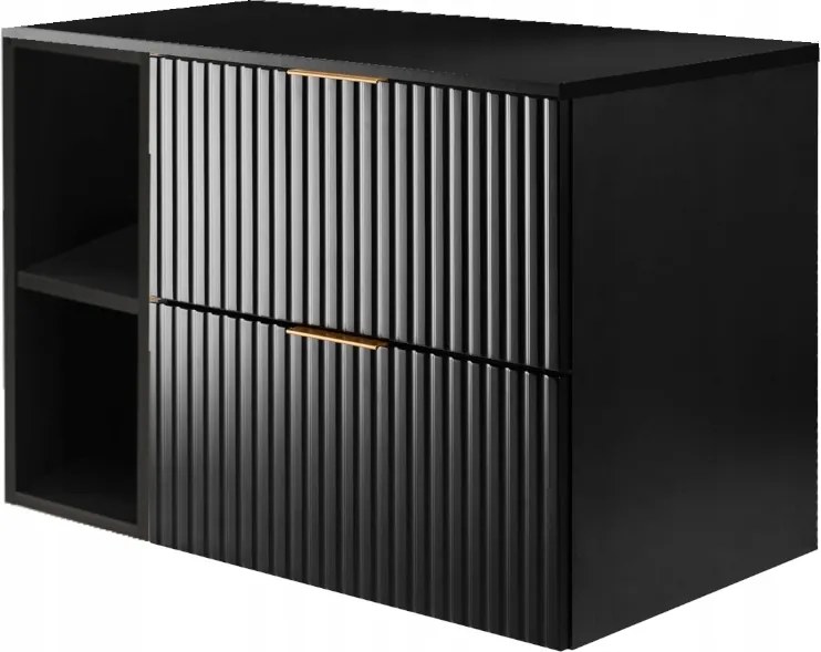 Fekete Fürdőszobaszekrény Mosdó alá 80 Divatos Mdf frontok Asztallap!