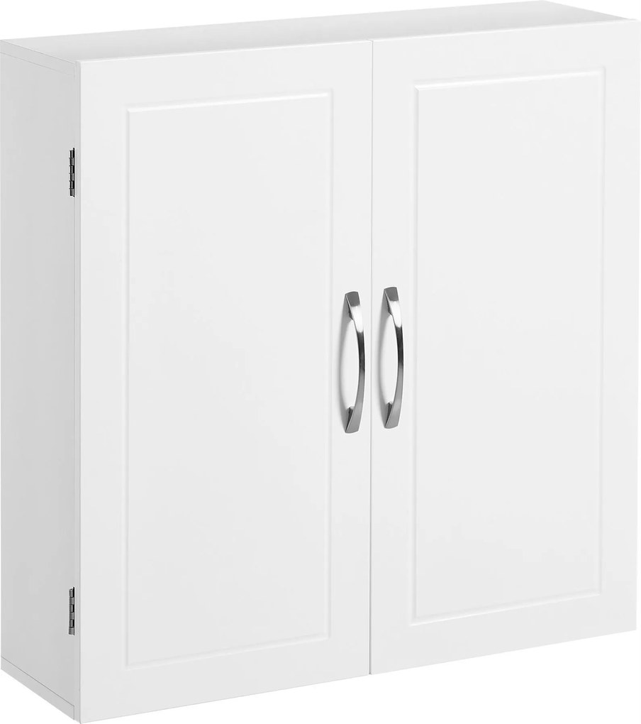 Tágas akasztós fali fürdőszoba szekrény fehér 60 cm állítható polcokkal