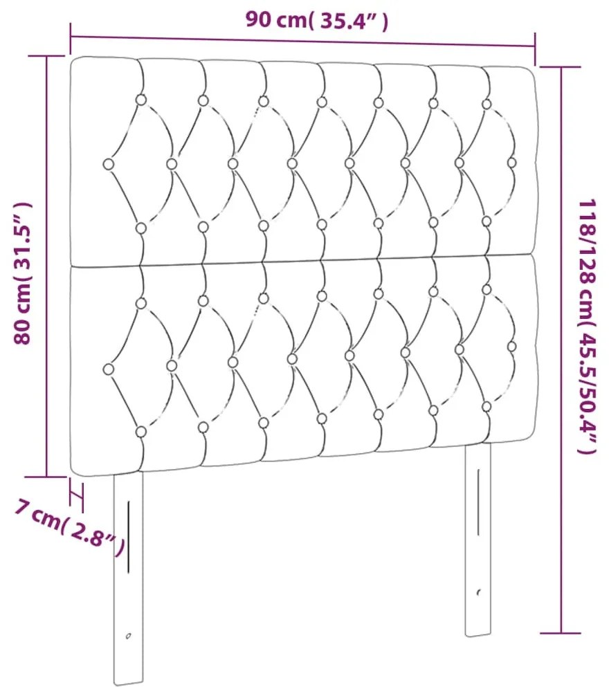 fekete szövet LED-es fejtámla 90x7x118/128 cm