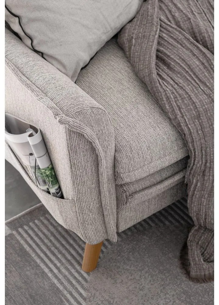 Szürkésbézs kinyitható-tárolóhelyes sarokkanapé (jobb oldali-heverő résszel) Charming Charlie – Miuform