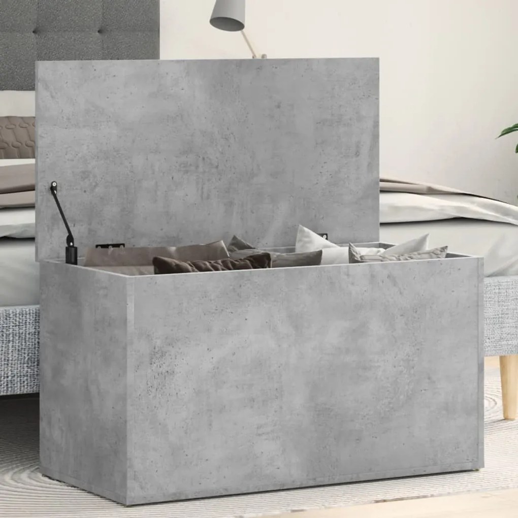 betonszürke szerelt fa tárolóláda 84 x 42 x 46 cm