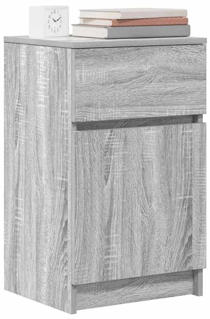 2 db szürke sonoma színű fa éjjeliszekrény 39x35x65 cm