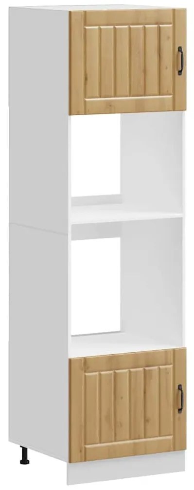 Lucca 2 db kézműves tölgy színű szerelt fa sütőszekrények