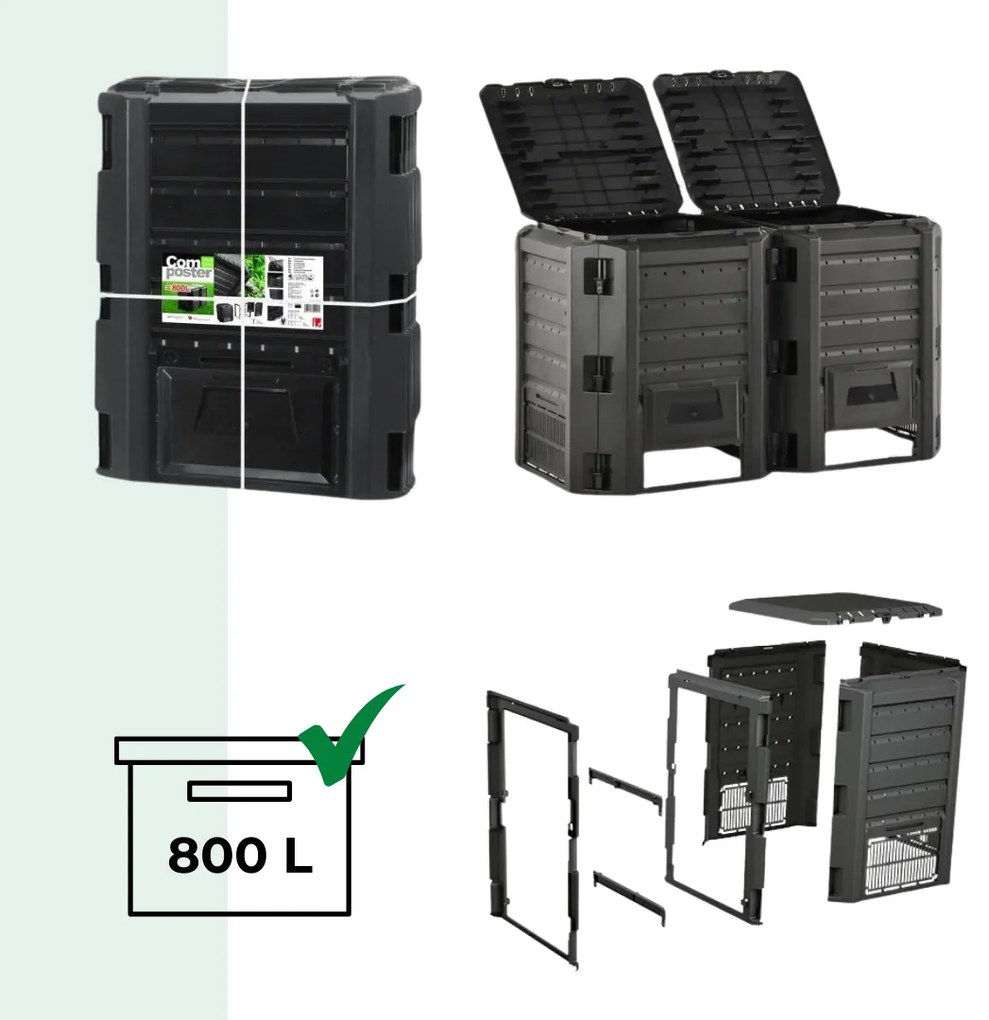 Kerti komposztáló - Compogreen 800 l, fekete Prosperplast