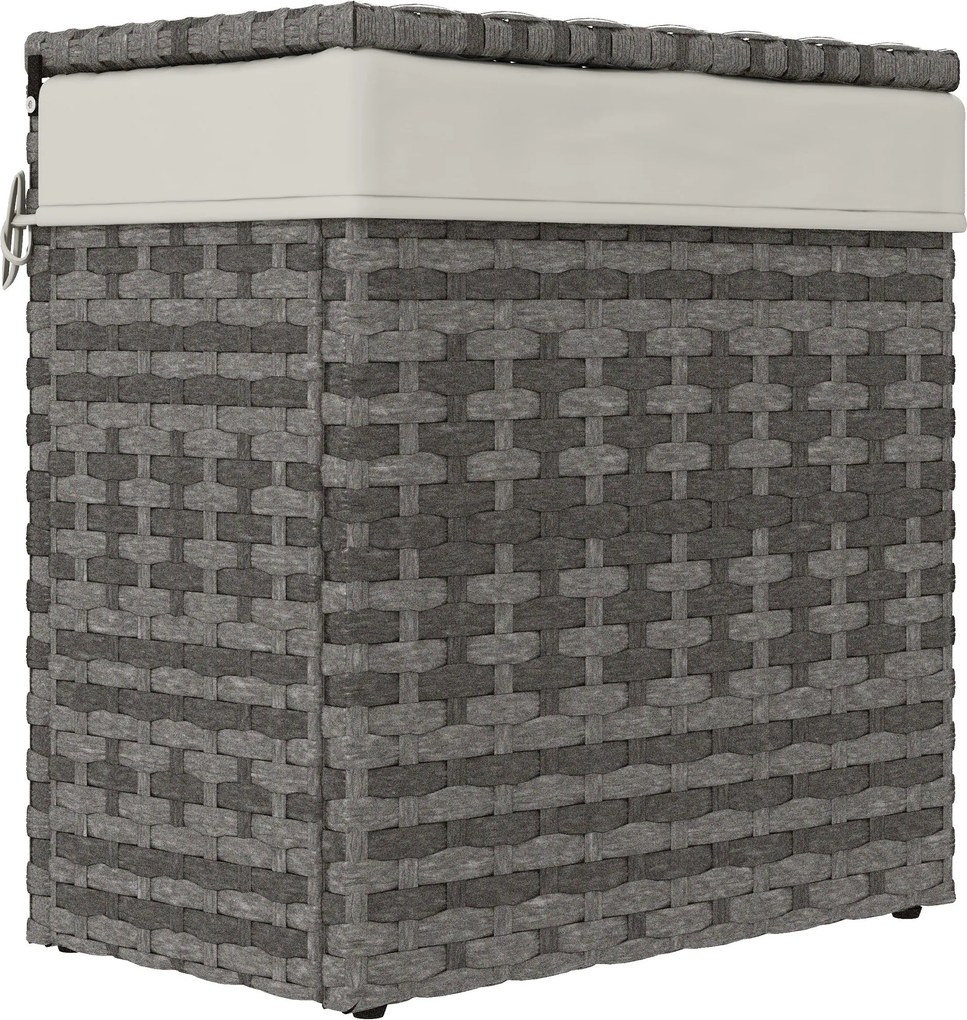 Outsunny PE Rattannal készült Kerti Tároló Box, Kültéri Tároló Pad Non-slip Lábakkal és Vízálló Béléssel, 57x34x62cm, Szürke és Bézs | Aosom