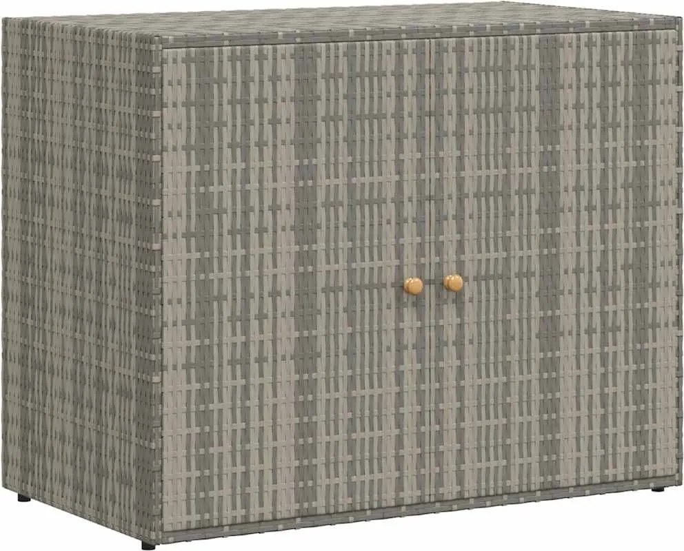 vidaXL szürke polyrattan kerti tárolószekrény 100 x 55,5 x 80 cm