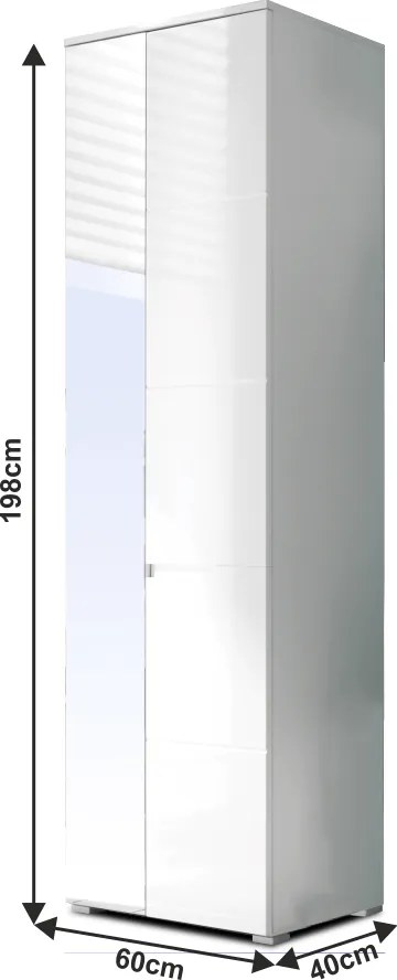 Szekrény, fehér extra magas fényű, SPACE