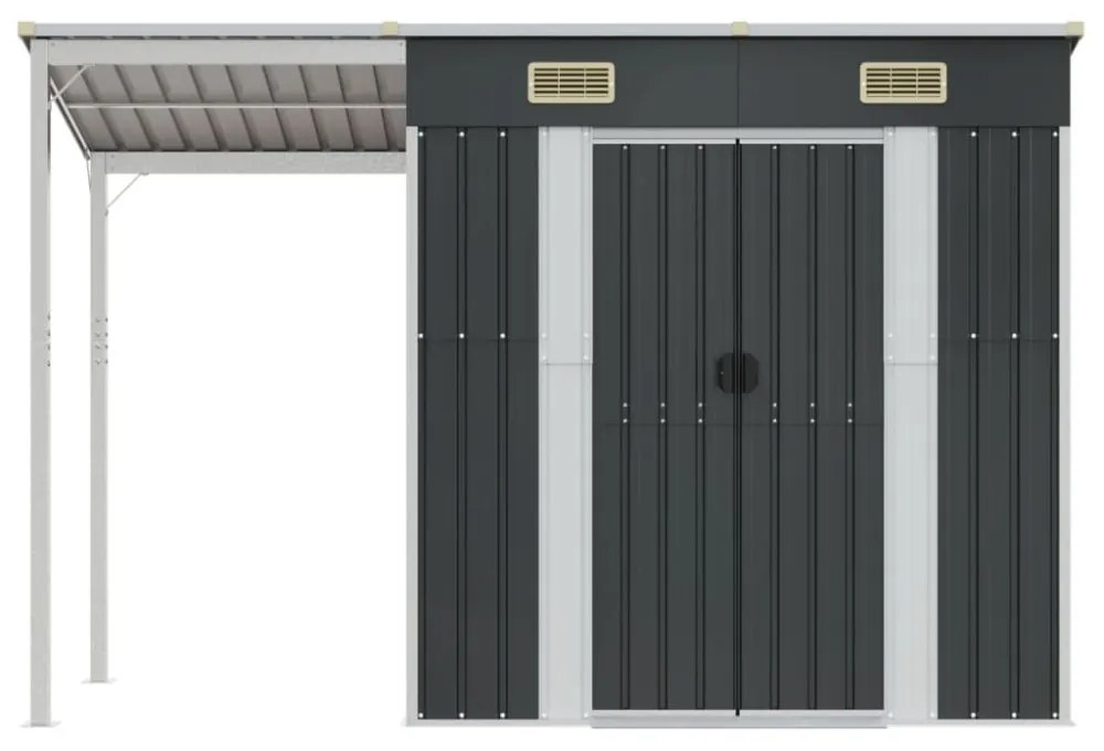 vidaXL antracitszürke fészer meghosszabbított tetővel 277x107x181 cm