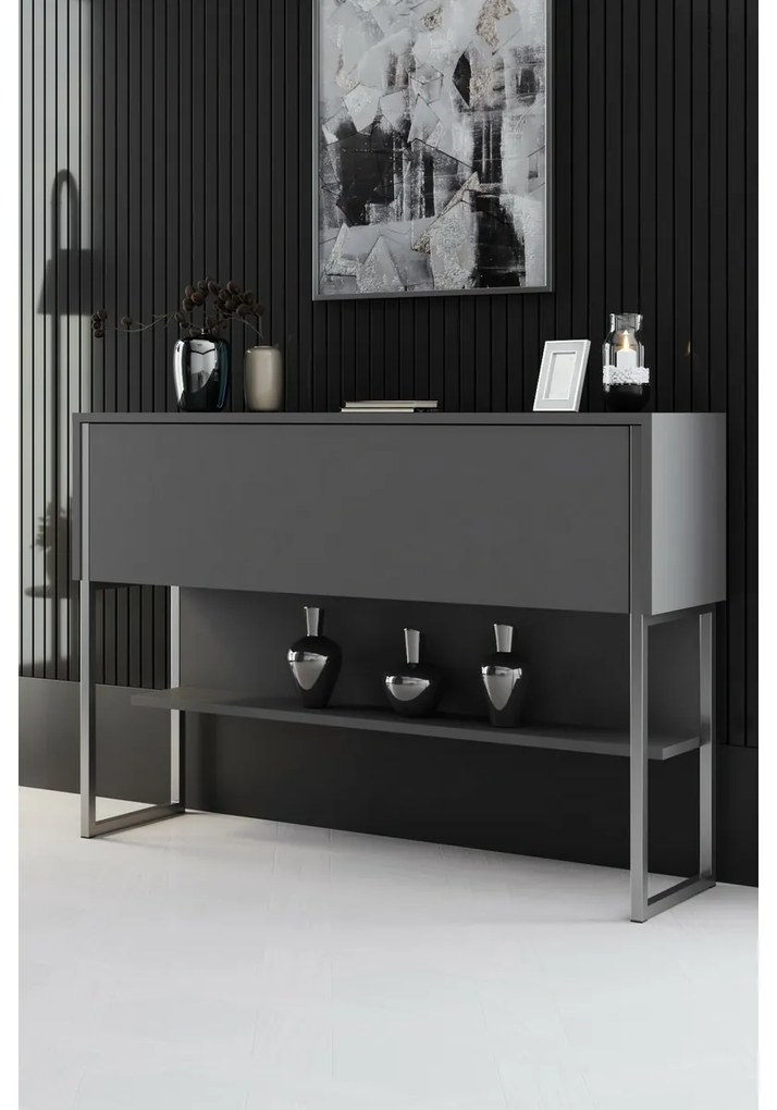 Luxe antracit és ezüst komód