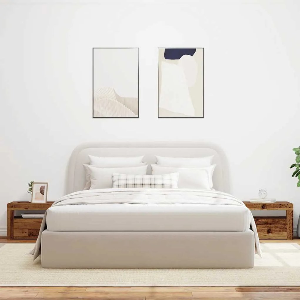 2 db antik fa színű éjjeliszekrény LED-del 60 x 35 x 40 cm