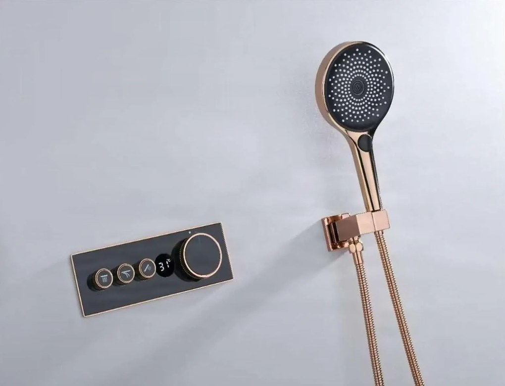 Falba süllyesztett zuhanyrendszer ELITE EDITION BCS1603 termosztáttal, kijelzővel, több színváltozatban — Réz-fekete — Két kimenetes