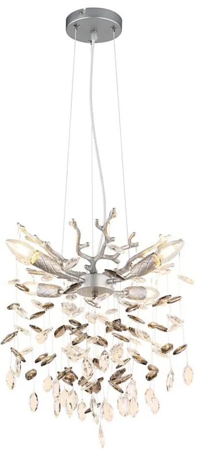 Globo 64138HS - QUEENA kábeles csillár 4xE14/40W/230V ezüst