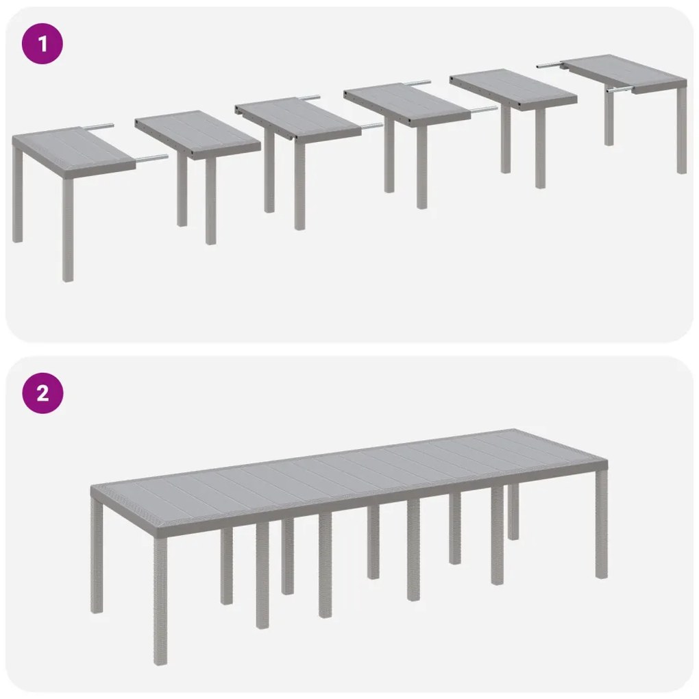 13 részes Kerti Étkező Szett Párnákkal Világosszürke Polirattan, Kerti Asztal Világosszürke 150x100x73 cm Polirattan, Kerti Székek Párnákkal 4 db Világosszürke Polirattan