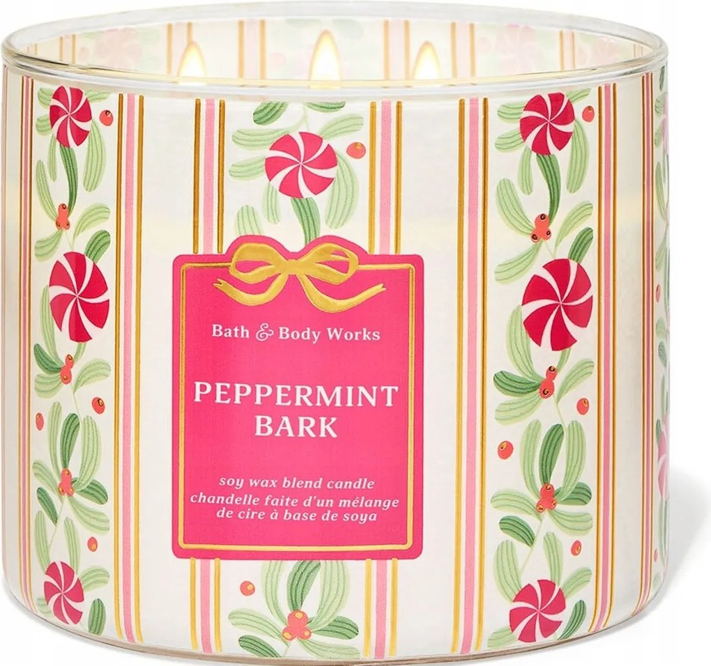 Bath &amp; Body Works Szója illatgyertya Peppermint Bark 3 kanócos