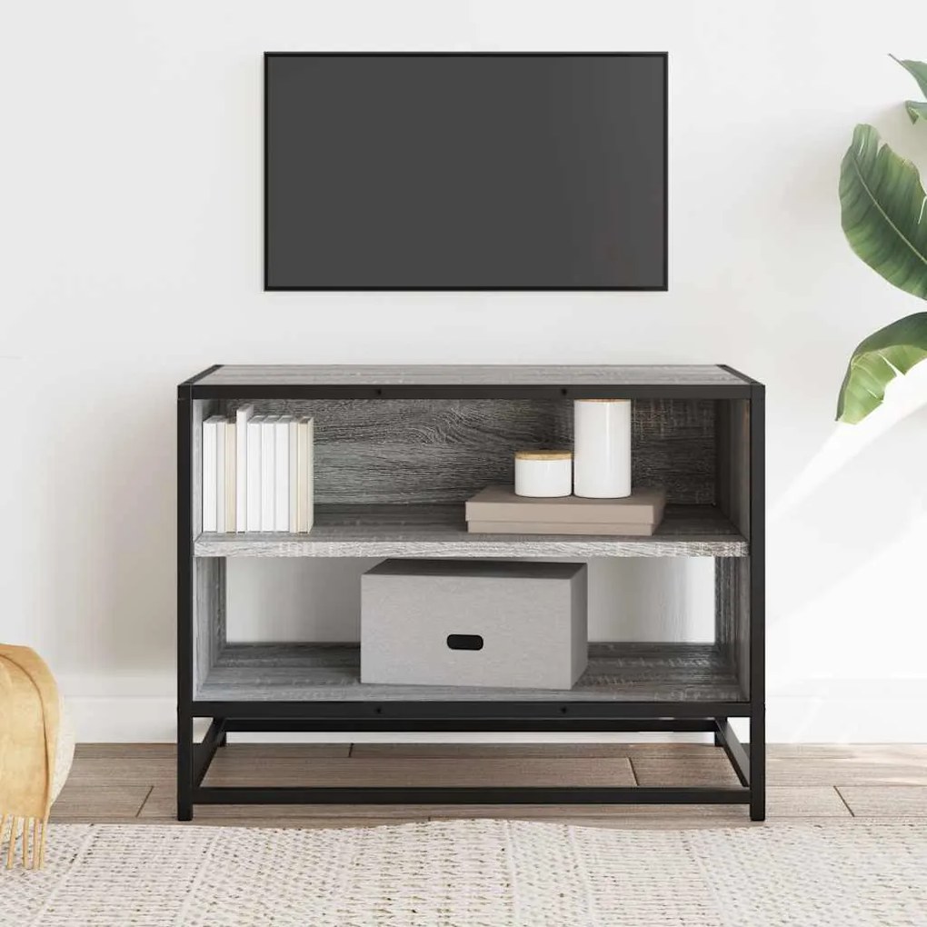 szürke sonoma színű szerelt fa és fém TV-szekrény 61x40x46 cm