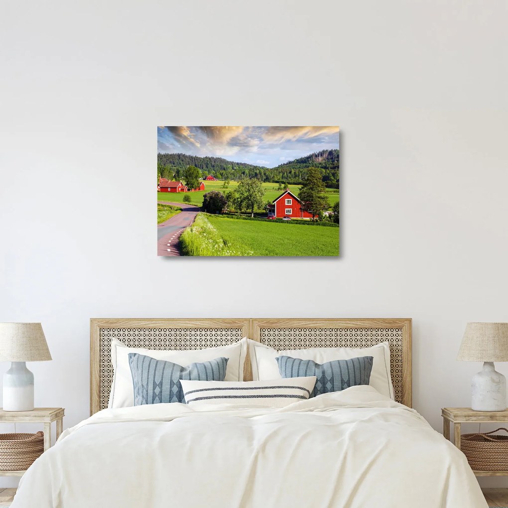 Vidéki kép (üvegen) (70x50 cm)