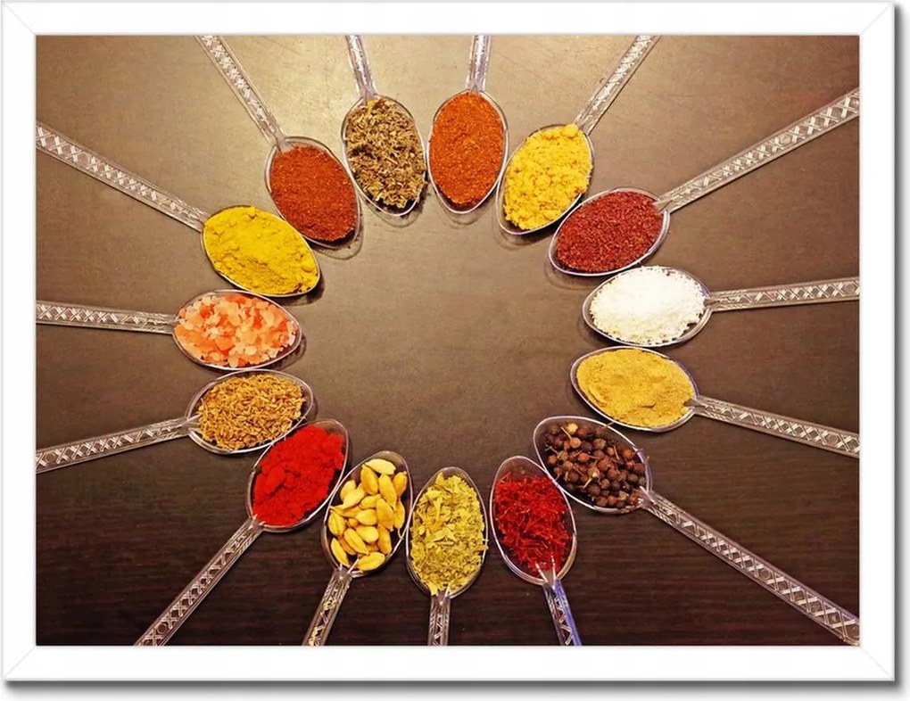 Poszterek keretben 40x30 Fűszerek kanálon MIX