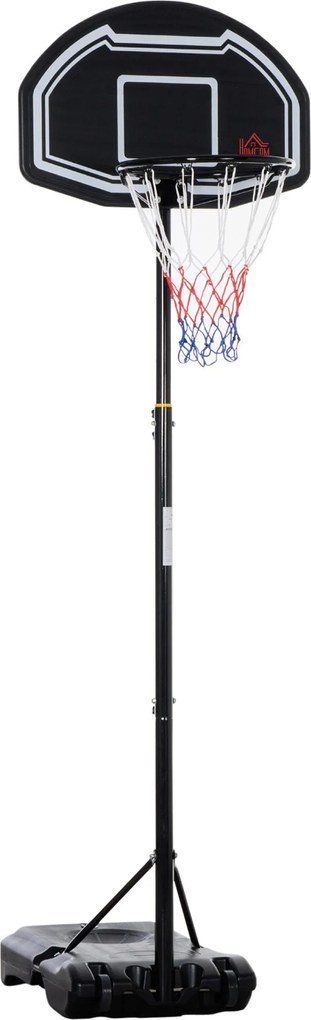 HOMCOM állítható hordozható kültéri kosárlabdaállvány — 160–210 cm magasság, PE palánk, kerekes tölthető talp — tinik és felnőttek | Aosom