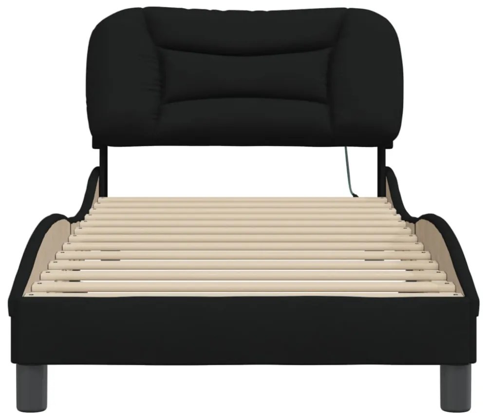 fekete szövet ágykeret LED-ekkel matrac nélkül Hvar 80x200 cm 80x200 cm
