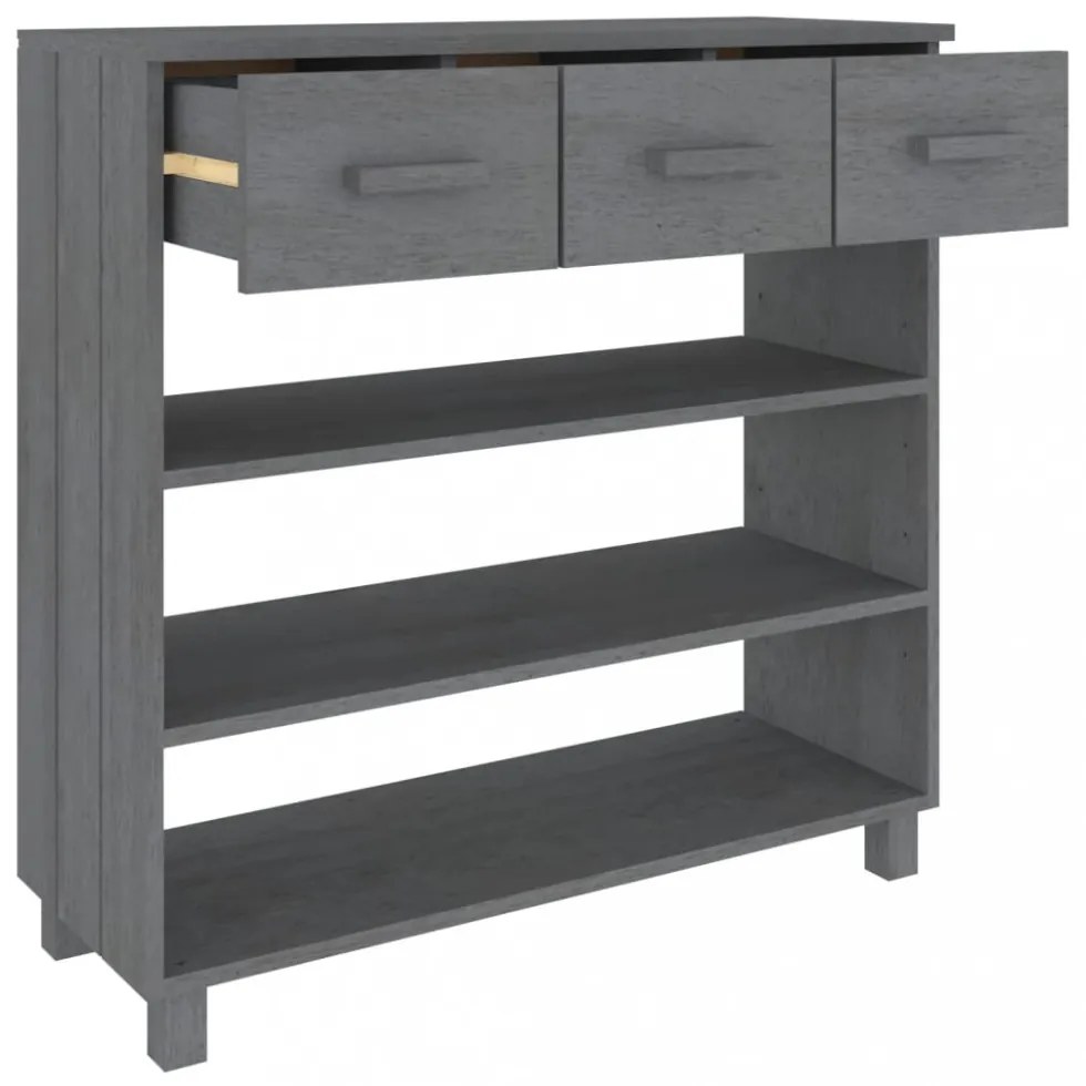 HAMAR sötétszürke tömör fenyőfa tálalóasztal 90 x 35 x 90 cm