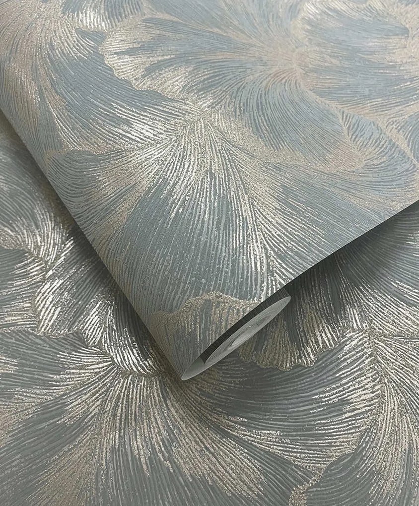 Holden Decor Essence Suzani kék ginkgo leveles fémhatású vlies tapéta – 66311
