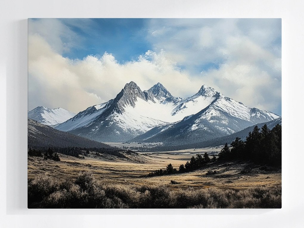 Poszter Tájkép Hegyek Csúcsok Hó Természet 80x60