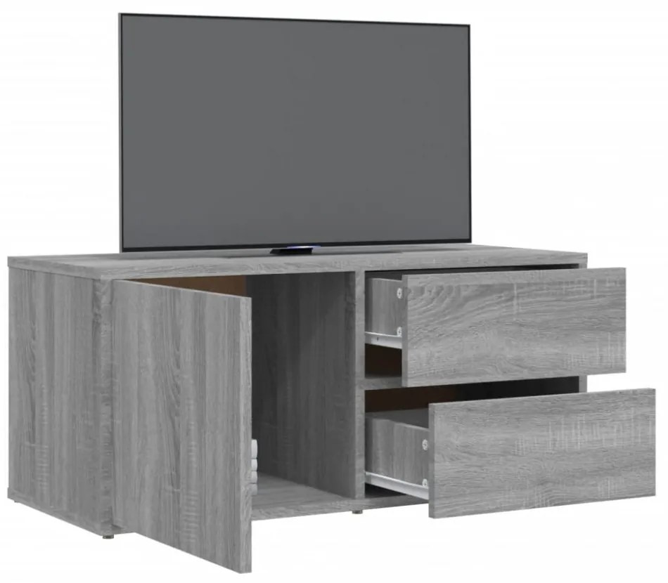 szürke sonoma színű szerelt fa TV-szekrény 80 x 34 x 36 cm