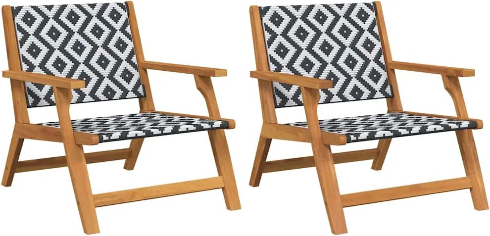 vidaXL Kerti bútor 2 pcs Fekete és Fehér 67 x 78 x 73 cm Tömör Akácfa