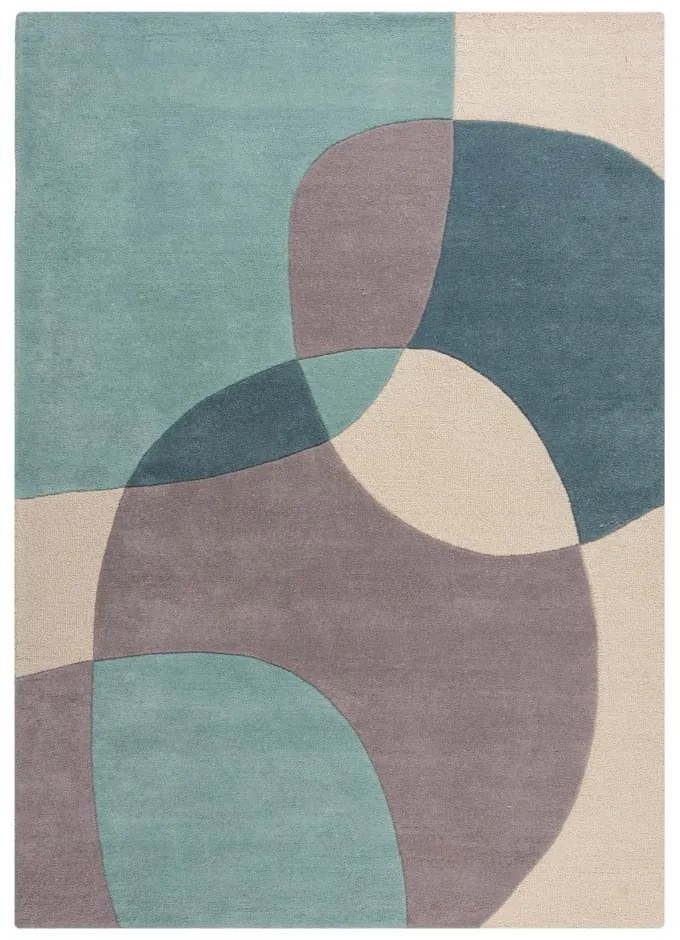 Kék-bézs gyapjú szőnyeg 170x120 cm Glow - Flair Rugs