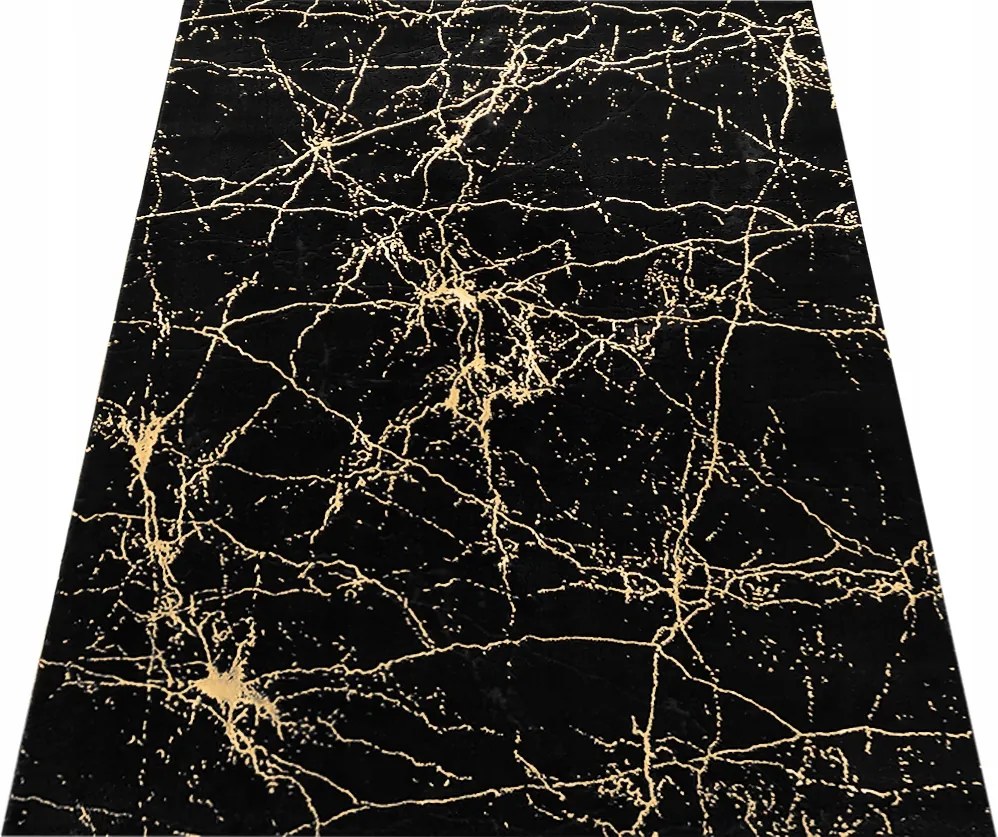 Szőnyeg 280x370 Glamour Fekete Arany Nappali Vastag