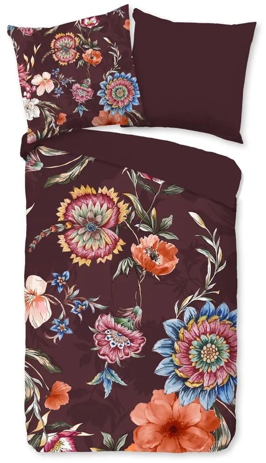 Borvörös egyszemélyes-hosszabbított pamut ágyneműhuzat 140x220 cm Madelief – Good Morning