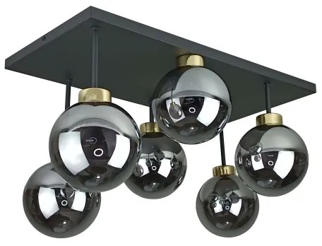 Felületre szerelhető csillár  DEA 6xE14/60W/230V fekete/arany/füstös fekete