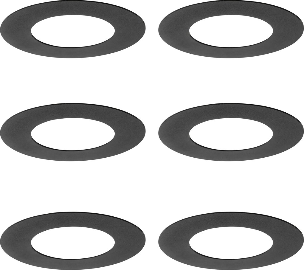 6 db-os fekete távtartó gyűrű készlet beépíthető spotlámpákhoz 7,5 - 13 cm - Spacer