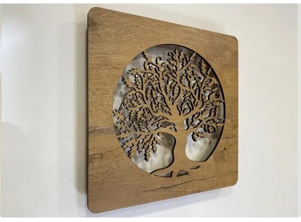 Li-Go 5275/DUB2 - LED fali dekoráció LED/10W/5V 20000 mAh 42x42 cm tölgy + távirányító