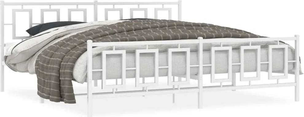 vidaXL fehér fém ágykeret fej- és lábtámlával 193 x 203 cm