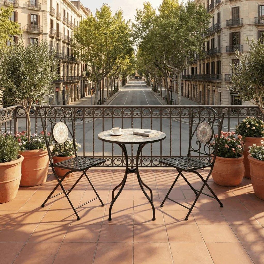 Kerti bútor szett 1+2, kerámia, többszínű, US1400 SET