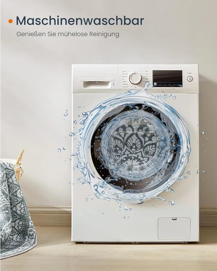 Kerek Szőnyeg, Kültéri Szőnyeg, Boho, 160 cm átmérő, Mosható, Antracitszürke