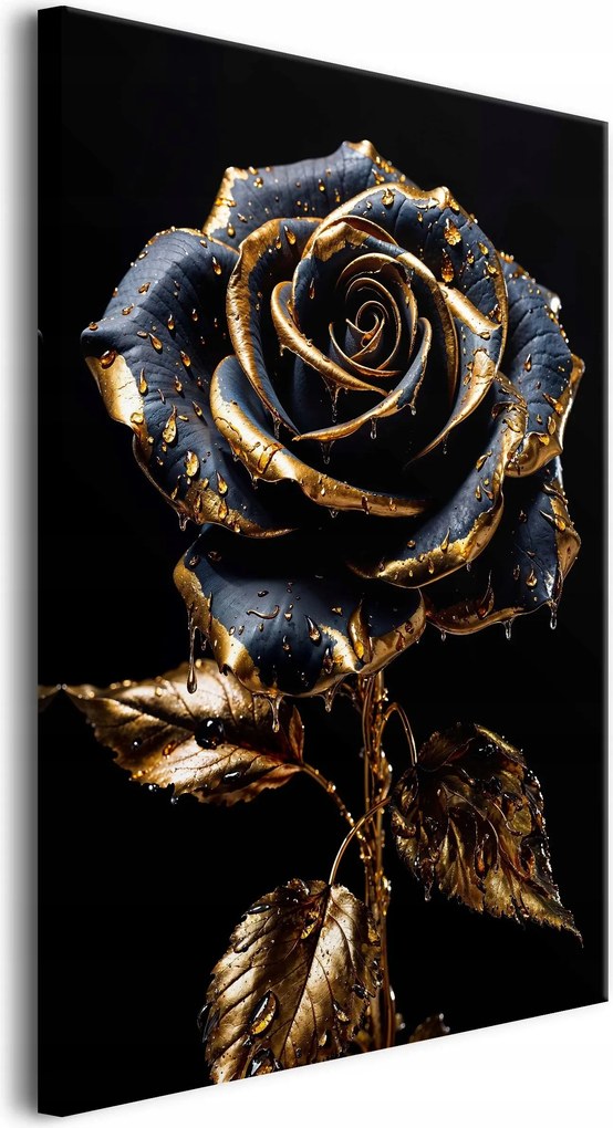 Vászonkép Fali dekoráció Csillogó rózsa Arany Fekete Glamour