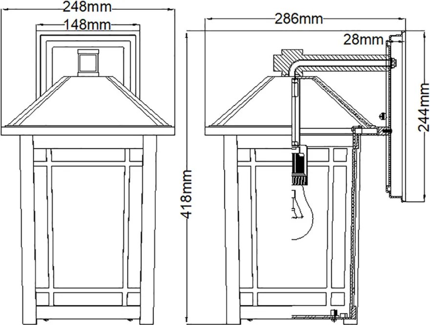 Quoizel Cedar Point QZ-CEDAR-POINT-L-BK Fali lámpa 1x60W/E27 IP44