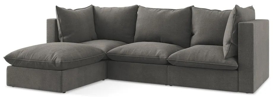 Sötétszürke sarokkanapé (bal oldali-heverő résszel) Manao – Makamii