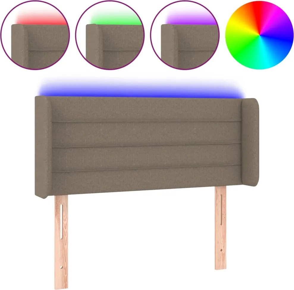 vidaXL tópszínű szövet LED-es fejtámla 83 x 16 x 78/88 cm