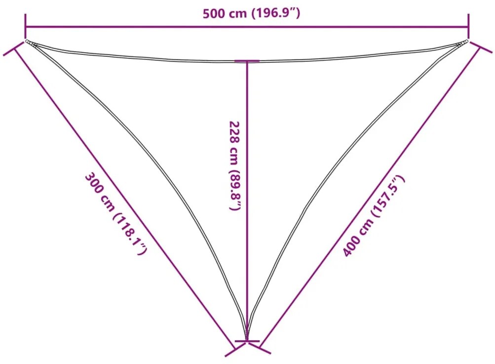 tópszínű háromszögű oxford-szövet napvitorla 3 x 4 x 5 m