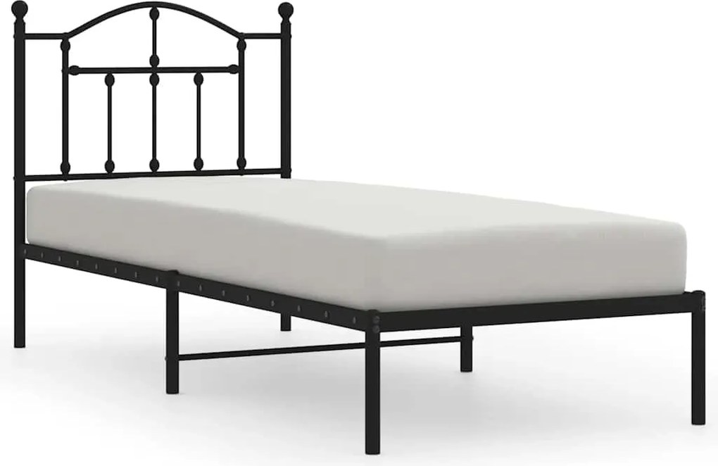 vidaXL fekete fém ágykeret fejtámlával 90 x 190 cm