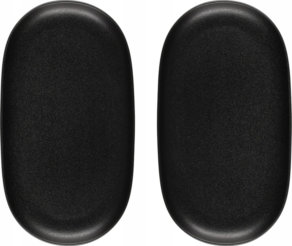 Kerámia Tányér Fekete Ovális, Magasabb Talppal 2 Db 32,5 X 17 CM Robuste