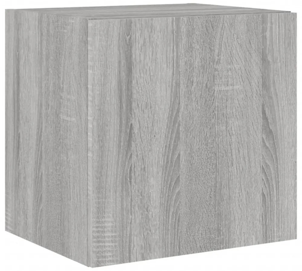 2 db szürke sonoma fali TV-szekrény LED-ekkel 40,5x35x40 cm