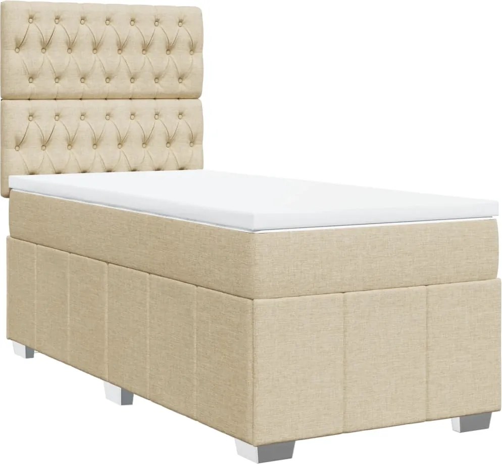 vidaXL krémszínű szövet rugós ágy matraccal 80 x 200 cm