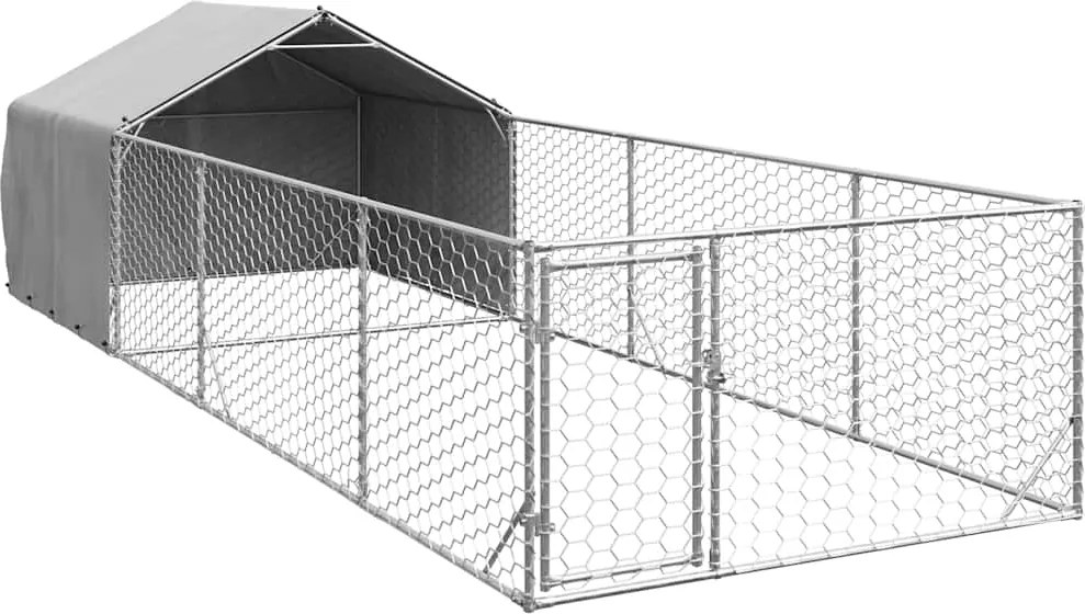 vidaXL horganyzott acél kültéri kutyafuttató kifutóval 6x2x1,5 m