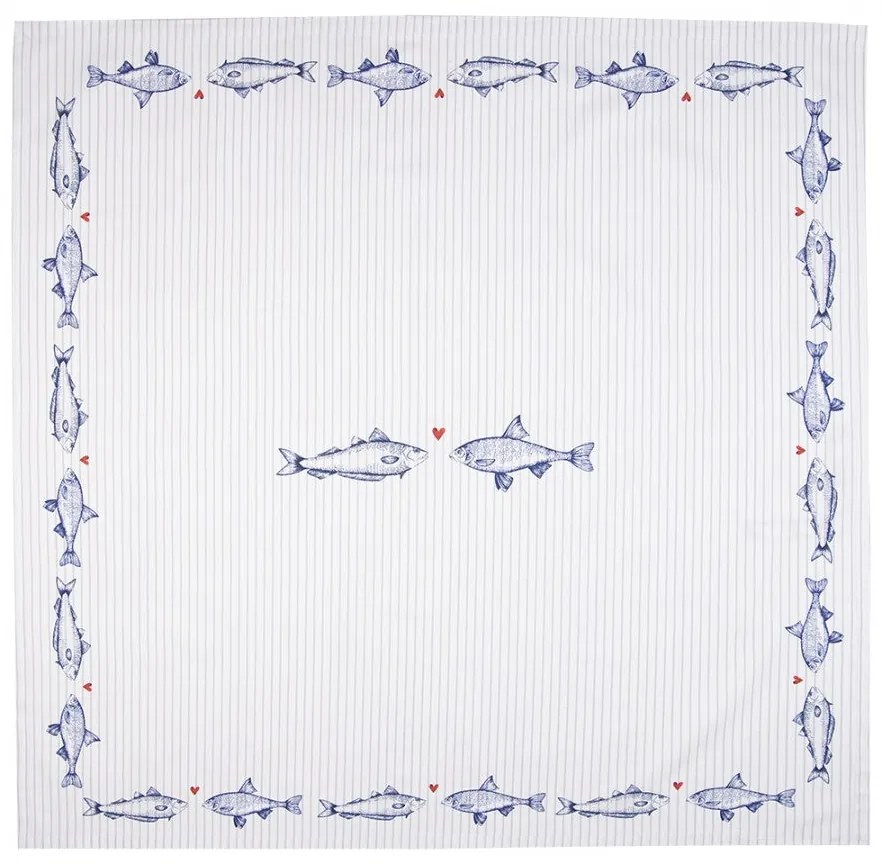 Hal mintás pamut asztalterítő 150x250 cm