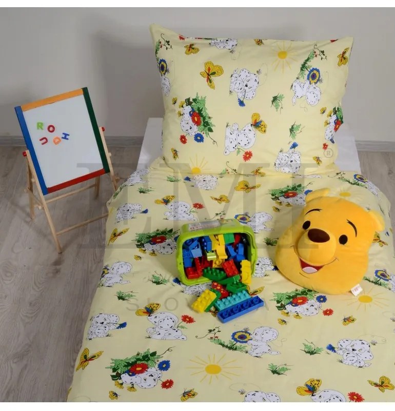 EMI dalmatás sárga gyerek ágyneműhuzat, Gyerekgarnitúra 90x130 + 45x65