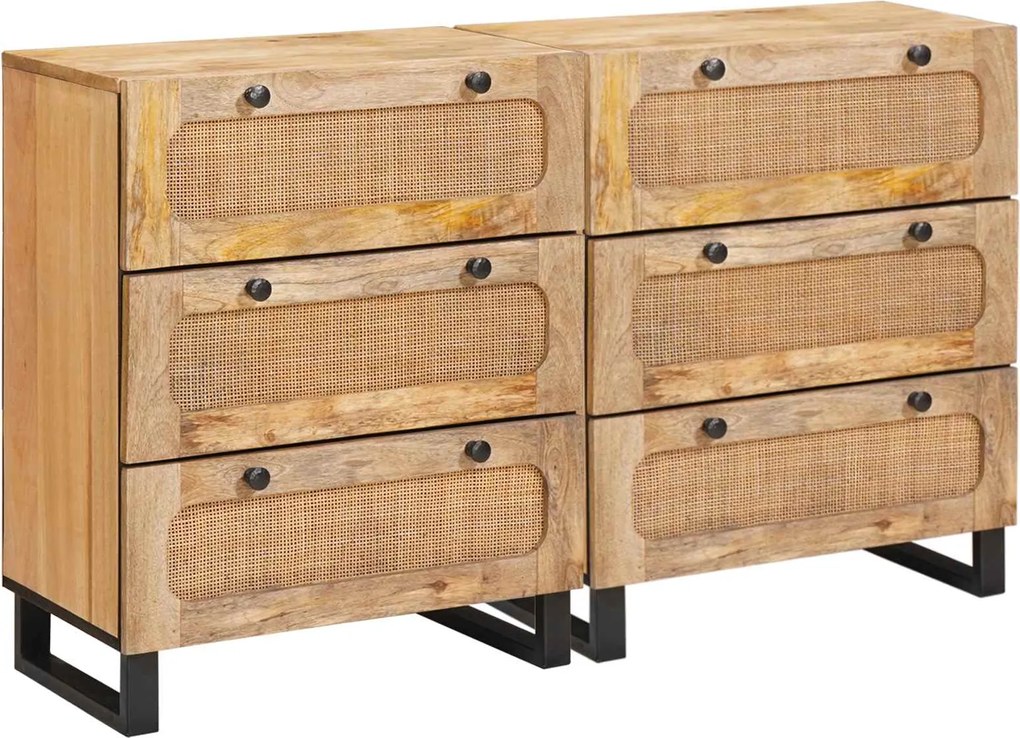 vidaXL Széf 2 pcs Barna 60 x 33 x 75 cm Tömör Mangófát